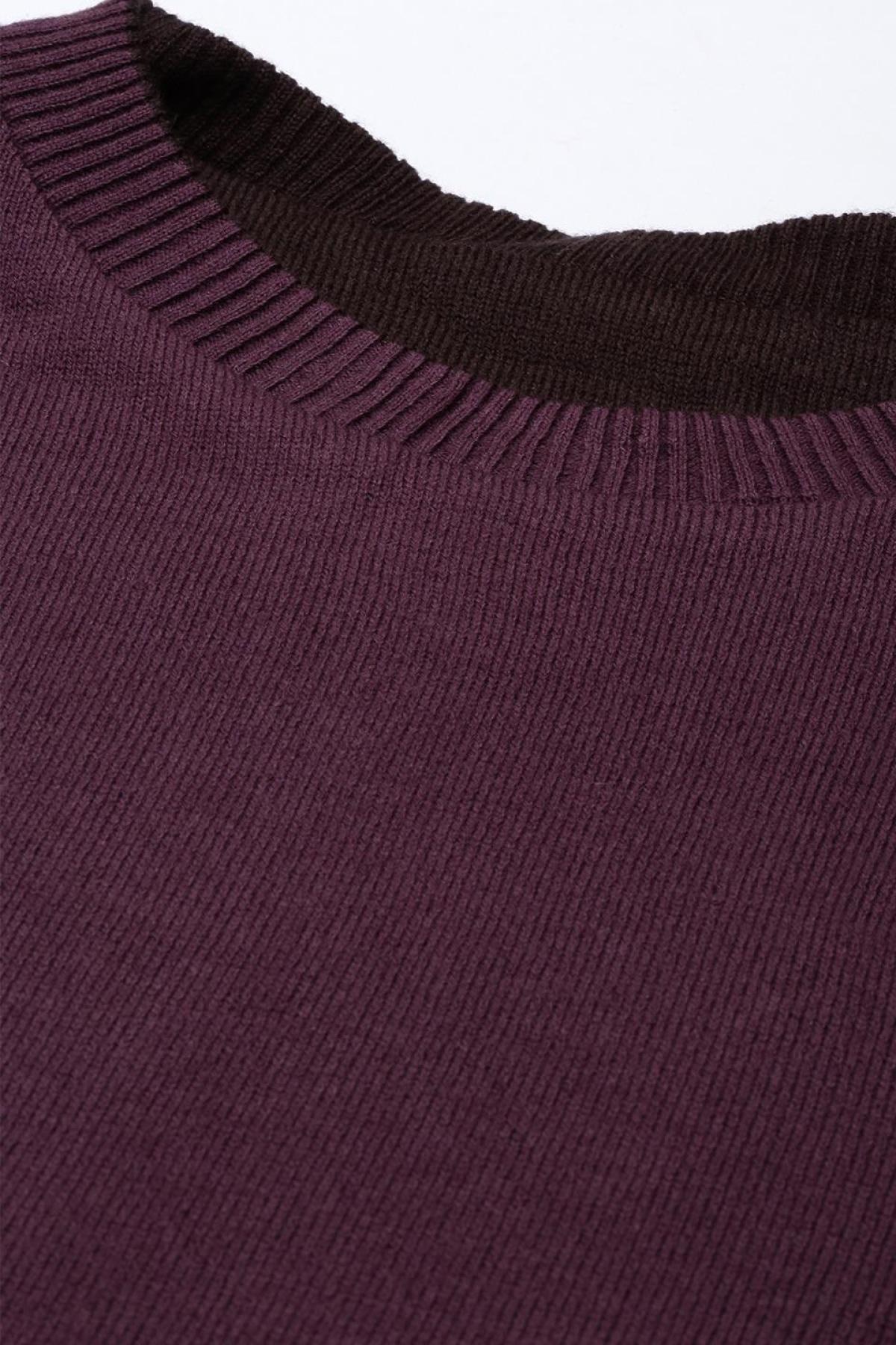 Coffee & Burgundy Merino Blend Reversible Sweater|Men